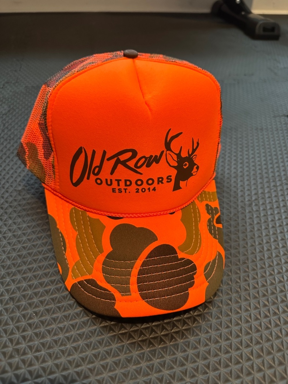 Old Row Outdoors Men's Blaze Orange Camouflage Trucker Hat